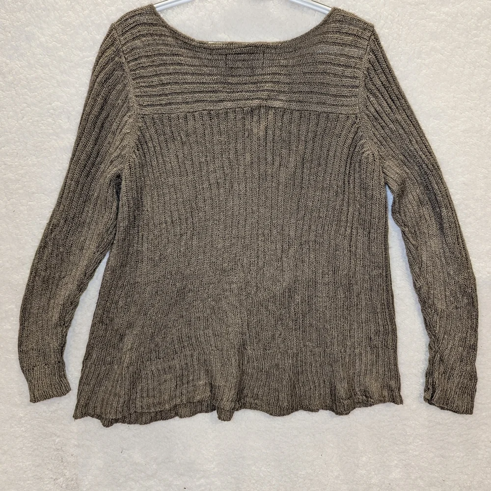 Avenue‎ Brown Ribbed Knit Scoop Neck Sweater Womens 14/16 Marled Long Sleeve